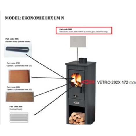 R VETRO X  STUFA LEGNA MOD. LUX
