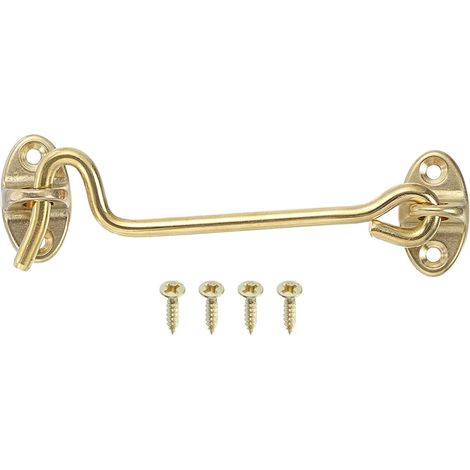 4" Crochet Et Oeil, Verrou De Porte De Grange En Laiton Crochet De Cabine Pour Porte Fenêtre Coulissante Clôture Abri, Laiton