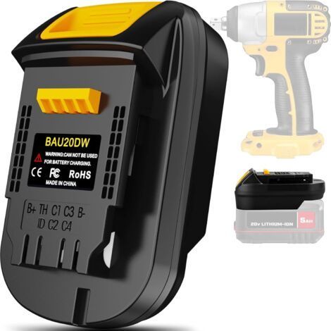 Adaptateur pour batteries Bauer 20 V Li-Ion vers batteries Dewalt 20 V MAX, pour outils électriques sans fil à batterie Dewalt 20 V 60 V (adaptateur uniquement) (1/5)