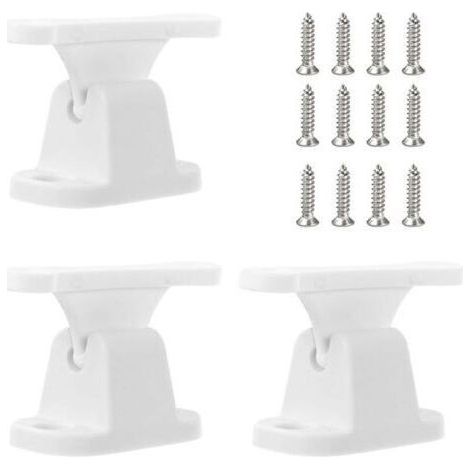 Pairs White Caravan Door Stops, Plastic Caravan Door Fixings with 12 Screws, Motorhome Door Bracket (1/4)
