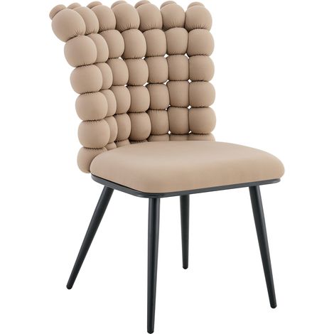 Set di 2 Sedie da Pranzo Moderne, schienale tridimensionale, comfort superiore e montaggio rapido, Velluto Cammello Chiaro (1/5)