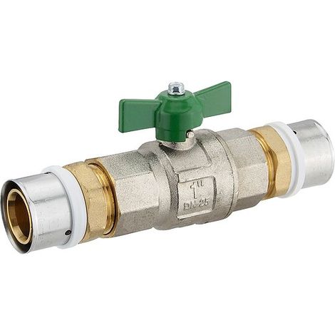 Press-Kugelhahn 32 x 3,0 mm - DVGW - mit Flügelgriff grün - für Alu-Mehrschicht-Verbundrohr
