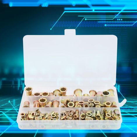 Jeu de 150 écrous à sertir, accessoires de quincaillerie, finition zinguée, tailles M3, M4, M5, M6, M8 et M10 (1/5)