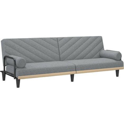 Divano letto con braccioli 205 x 89 x 70 cm tessuto grigio chiaro