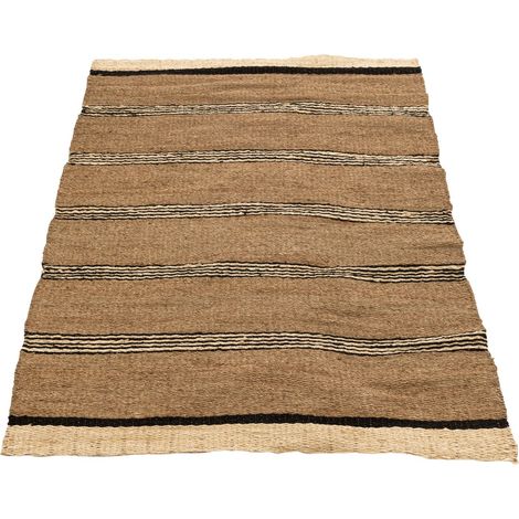 Tapis tressé en feuilles de palme naturel et noir 214 x 151 cm (1/5)