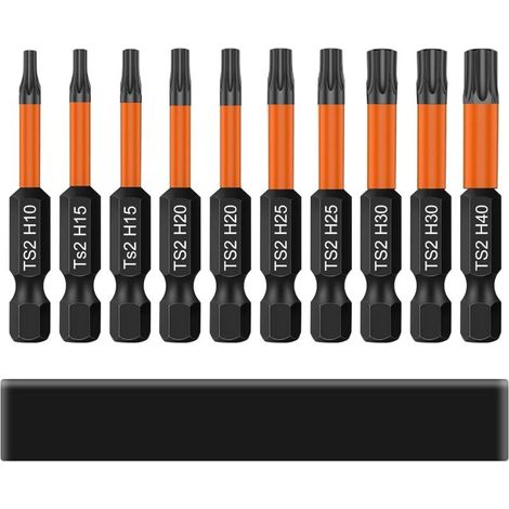 Punte per cacciavite Torx, 10 pezzi Punte per cacciavite Torx da 50 mm di lunghezza, gambo esagonale da 1/4" con memoria di base, set di punte elettriche T10/T15/T20/T25/T30/T40