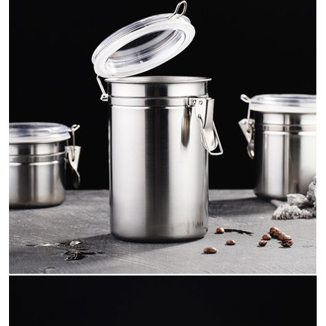 Contenitore da cucina in acciaio inox da 1200 ml - Coperchio a clip ermetico, parte superiore trasparente - Ideale per conservare alimenti in cucina, per la conservazione degli alimenti e per riporre 