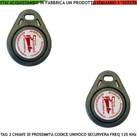 Chiave Elettronica di Prossimità Due TAG RFID Alta Sicurezza Codice Base Univoco Securvera EM-4100 Frequenza di Lavoro 125 KHz Codici Generati Random Con Foro Portachiavi Alimentazione Per Induzione (1/4)
