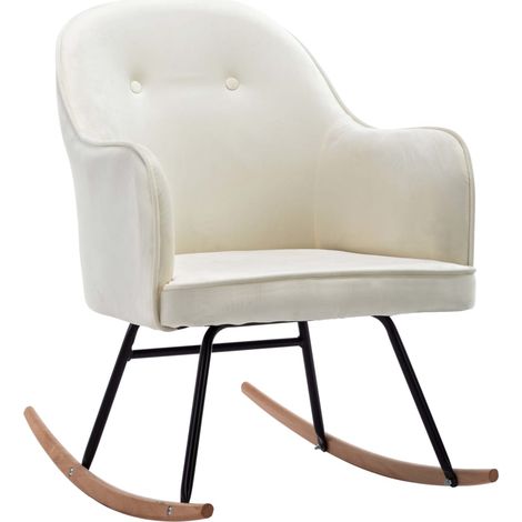 Maison Exclusive - Sedia a Dondolo in Velluto Crema Bianco (1/5)