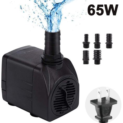 Pompe submersible ultra-silencieuse avec fonction fontaine, câble d'alimentation de 1,5 m et 3 buses pour aquarium, bassin, statues et culture hydroponique.