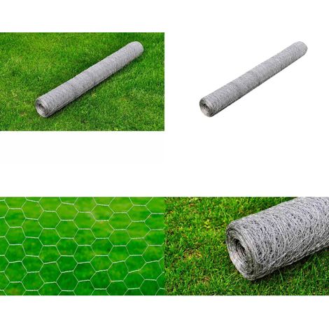 Malla de alambre de acero galvanizado plateada 25x0,75 m - Malla para jaulas - Malla para árboles