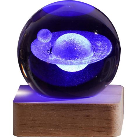 Veilleuse boule de cristal galaxie 3D, cadeau d'anniversaire créatif, base en bois USB, pour salon ou chambre - Paragraphe 4 (1/5)