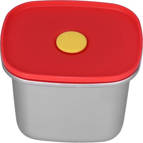 Boîte à lunch rouge, fermeture hermétique, facile à nettoyer, écologique, pour la conservation des aliments, idéale pour les étudiants (550 ml). (1/5)