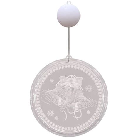 Guirlandes lumineuses décoratives de Noël pour fenêtre intérieure et extérieure, guirlande lumineuse de fond mural pour fête de vacances, blanc chaud (cloche, piles non incluses) (1/5)