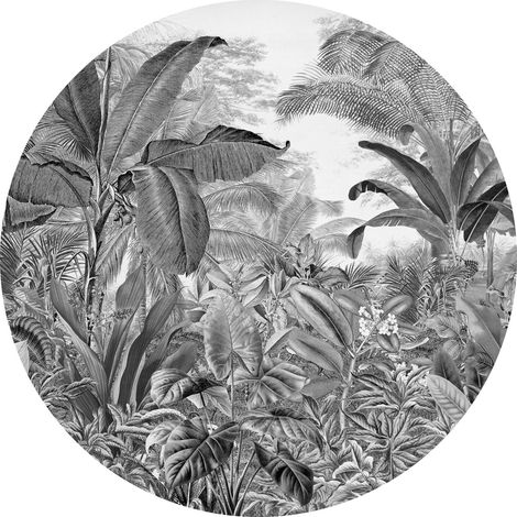 papier peint panoramique rond adhésif Wild Woods noir et blanc - Komar (1/3)