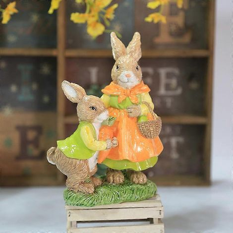 Ornements de lapin de Pâques, figurine miniature en résine, accessoires de décoration pour jardin féerique. (1/4)