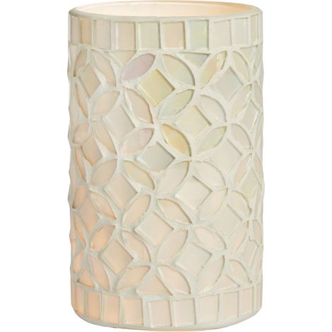 Litecraft Rubie Ivory Ceramic Mosaic Table Lamp with On/ Off Switch & LED Bulb (1/5)