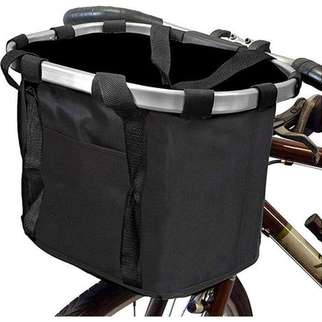 Pliant Panier De Vélo Polyvalent Sacoche De Guidon De Vélo Panier Avant Amovible pour Vélo avec Support pour Le Camping en Plein Air (1/5)