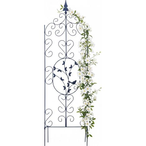 Relaxdays Rankhilfe, H x B: 116 x 35 cm, Rankgitter für Kletterpflanzen, Metall, Efeu, Rosen, freistehend, schwarz
