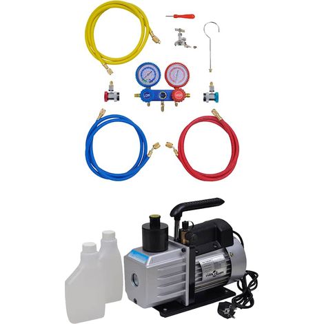 vidaXL Bomba de vacío 50 L/min manómetros de 2 vías kit de herramietas (1/5)