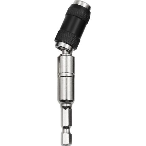 Porte-embout magnétique rotatif hexagonal 1/4" à changement rapide pour embouts pilotes, idéal pour les espaces restreints (noir et argent).