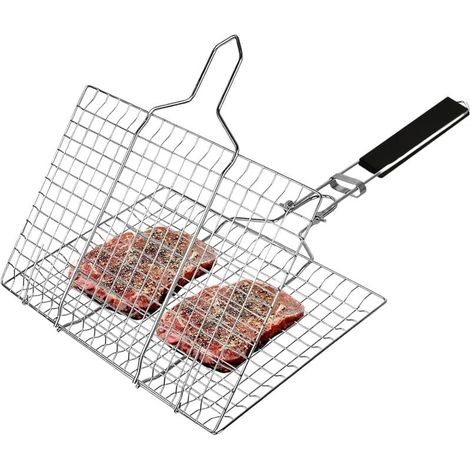 Panier à Rôtir à Poisson Panier de Barbecue en Acier Inoxydable avec pour Poisson,Steak,Légumes,Crevettes Panier Grille pour Barbecue (1/4)