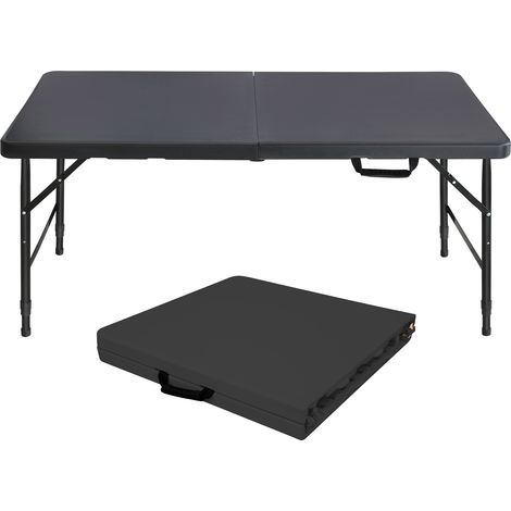 AMXCNOY Table pliante portable robuste de 125 cm avec poignée, hauteur réglable, multifonctionnelle, idéale pour le camping, les pique-niques et les fêtes en intérieur/extérieur, capacité de charge 13 (1/5)