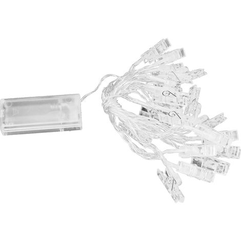 Guirlande lumineuse 20 LED avec pinces pour photos, décoration murale, guirlande lumineuse colorée pour restaurants, chambres et bars (1/5)