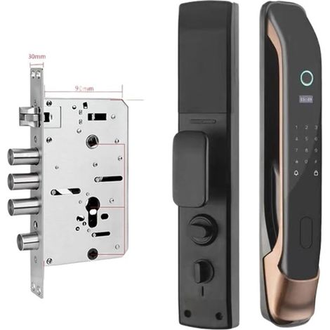 Serrure de porte intelligente Serrures Électroniques À Mot De Passe Numérique, Déverrouilla Automatique À Distance Par Application, Serrure De Porte Intellinte À Empreintes Digitales Avec Caméra ( Col (1/5)