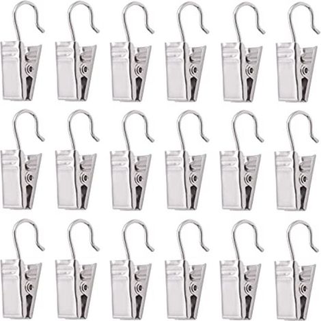 Crochets et accessoires pour rideaux de douche, clips à boucle en acier inoxydable, clips métalliques à l'ancienne (10 pièces)