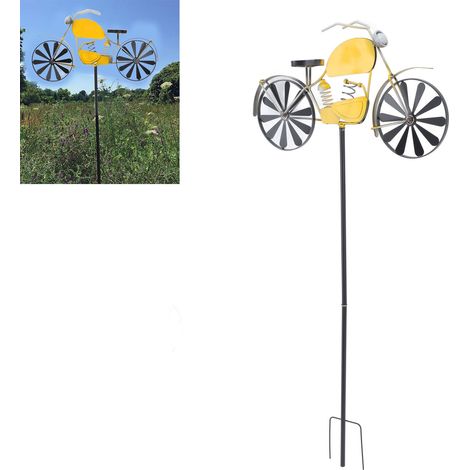 Rotierende, motorradförmige Windmühle aus Schmiedeeisen zur Dekoration von Innenhöfen und Gärten (1/5)
