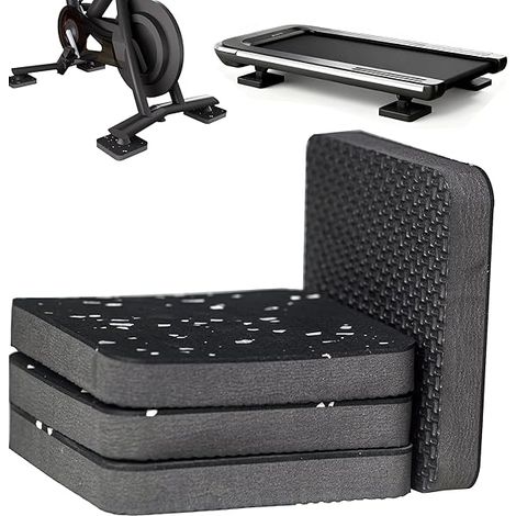 Tapis De Protection Pour Appareil De Fitness - 4 Pièces 10 X 10 X 1,5 Cm - En Caoutchouc Et EVA - Pour Tapis De Course, Vélo Stationnaire, Rameur - Sol Dur Ou Moquette (1/5)