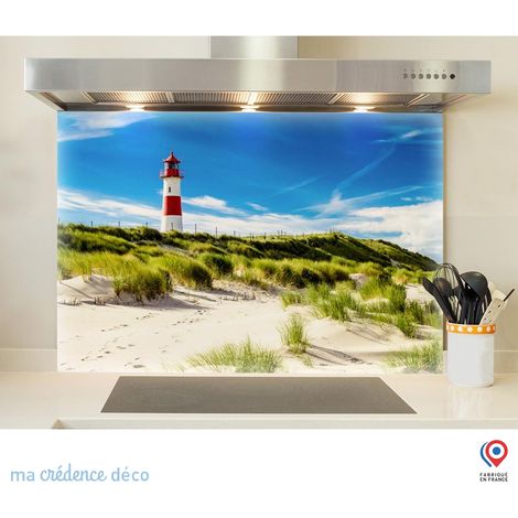 Fond de hotte : Phare et dunes - Verre trempé - 90 cm - 60 cm (1/5)