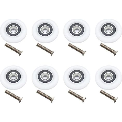 Roller Caster Wheel for Door, Shower Door Rollers, Shower Rollers, 8 Pieces Sliding Shower Door Replacement Part with M4 Screws (Diameter 19mm), (1/5)