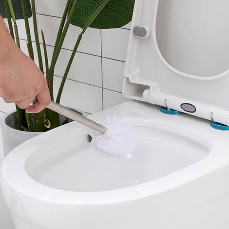 Brosse WC - Tête 8 cm - Manche Acier Inoxydable - Pour Toilette - Lot de 4 (1/5)