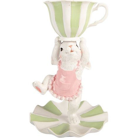 Statue de Lapin Décorative en Plastique Blanc pour Pâques et Intérieur Ø 15 x 24 cm - PANGIVO (1/4)