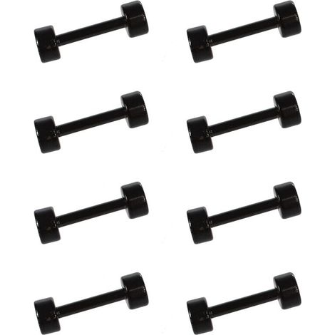 Adecuado para 4 pares de pendientes de barra de acero de titanio para hombre, con tachuelas negras de 3 mm.
