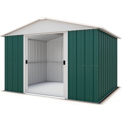 Yardmaster Metall-Gerätehaus "Bayern" Modell 108, grün, 6,44 m², mit Bodenrahmen (1/5)