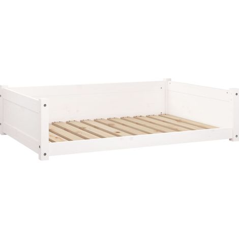 Lit pour chien Blanc 105,5x75,5x28 cm Bois de pin solide