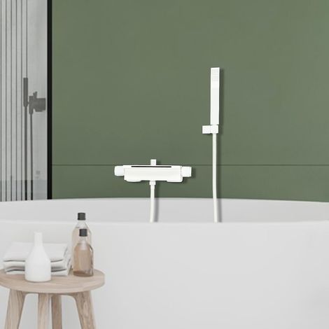 Badewannenarmatur Wasserfall, Weiß Edelstahl Dusch- & Badewannenarmaturen Handbrause Duschsystem Badewanne Mischbatterie mit Brause Wannenarmatur