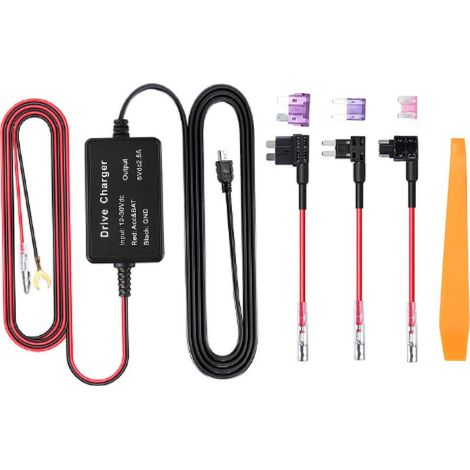 Kit di cablaggio per dashcam, adattatore MINI USB, alta sicurezza da 12V-30V a 5V, ampiamente utilizzato per telecamere a specchio, navigatori GPS, rilevatori radar (1/5)