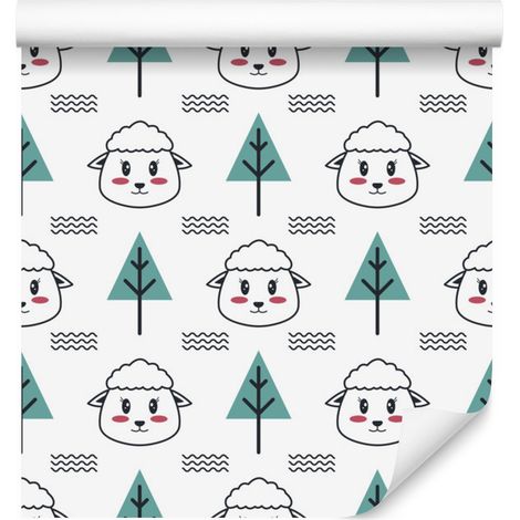 Papier peint « Moutons près des arbres » pour salon et chambre 50x1000 cm (1/5)