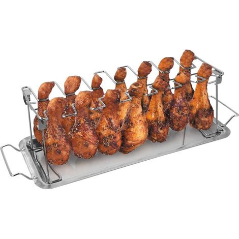 Support pour ailes de poulet - Support pour poulet pour barbecue et four - Acier inoxydable - Accessoires pour barbecue Kamado (1/3)