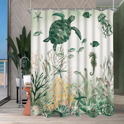 Duschvorhang Schildkröte Seepferdchen H200 x B120 cm (1er Pack) (1/5)