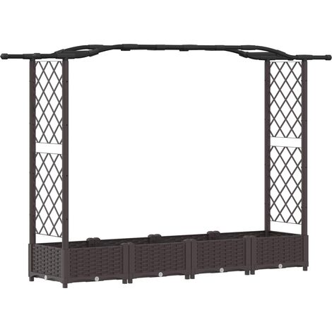 Maison Exclusive - Letto Rialzato con Griglia e Tetto Marrone 207 x 40 x 123 cm PP (1/5)