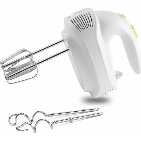 Batidora de mano eléctrica Batidora de mano de cocina potente Batidora de cocina eléctrica de 5 velocidades silenciosa multiusos,2 batidores y 2 ganchos amasadores de acero inoxidable para hornear pas (1/4)
