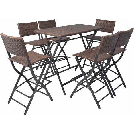 Maison Exclusive - Ensemble à manger d'extérieur pliable 7pcs Acier Résine tressée (1/5)