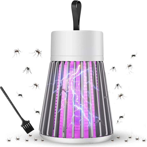 Buzz B Gone Mosquito Killer Upgrade, 360° Electronic Indoor Fly Killer, Super Fast Electric Mosquito Killer, USB LED Lamp for Mosquitoes, Insects, Flies (Grey, Rechargeable) (1/4)