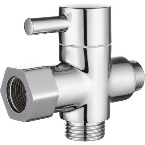 Adaptateur en 12/17 TT 3/8" avec vanne de dérivation Commutation du débit d'eau pour salle de bain Douche 3 voies , Chromé