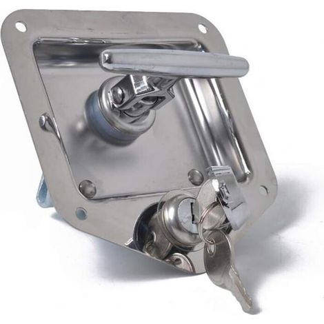 T Forme Acier Inoxydable Remorque RV Voyage Serrure Anti-vol Boîte À Outils Poignée Serrure de Porte pour Caravane Camion Camp Motorhome Patrol Car (1/4)